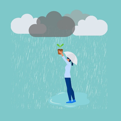 lluvia mujer planta