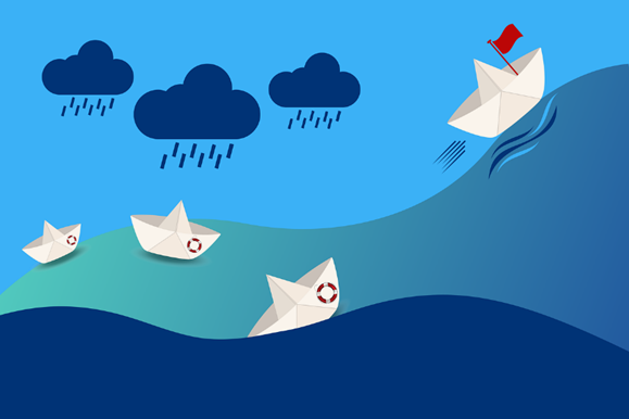 barcos de papel en la tormenta